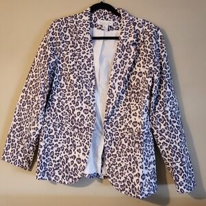 Rachel Zoe linen cotton blend leopard print blazer